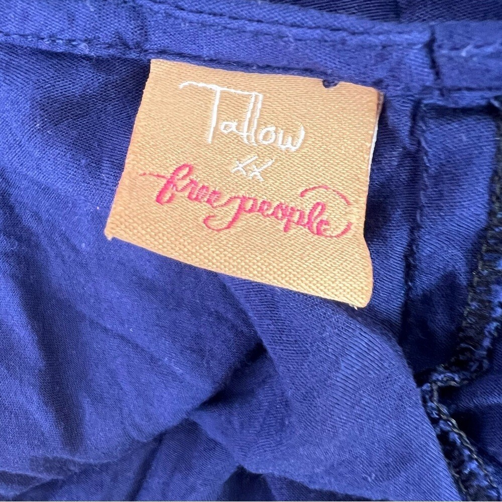 Free People tallow dress mock neck open back Navy and Beige Backless Dress - Picture 9 of 12